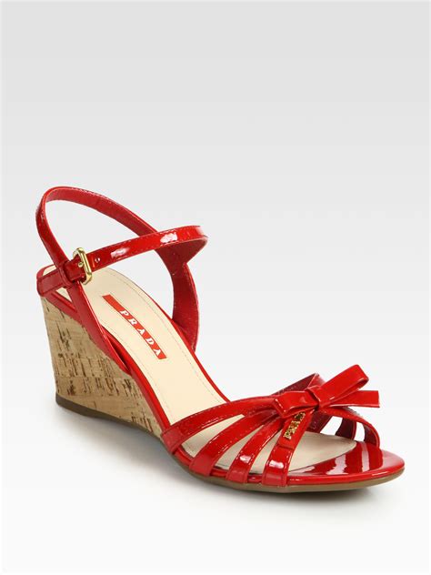 prada wedge sandals red